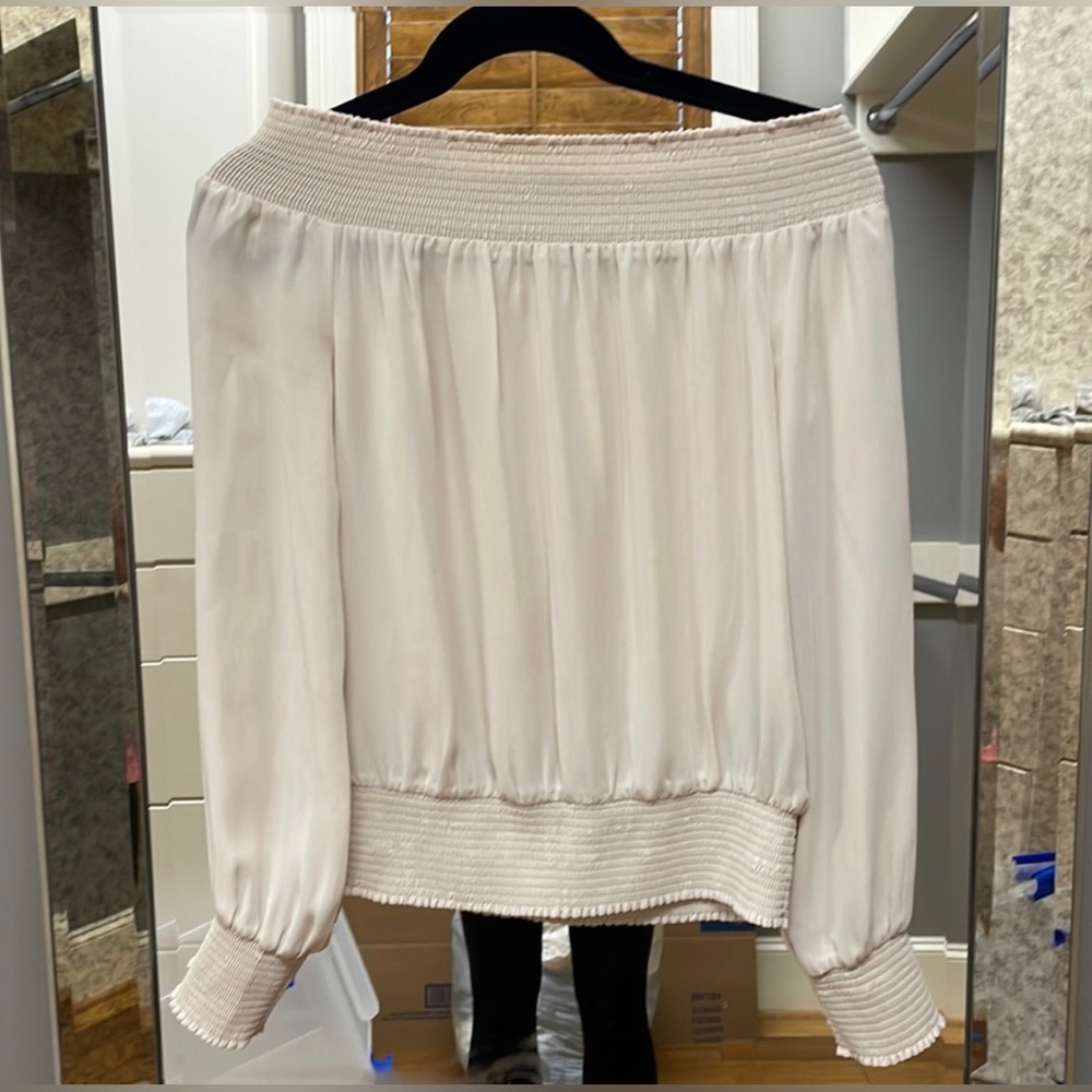 Bebe Cream Color Sheer Off The Shoulder Blouse